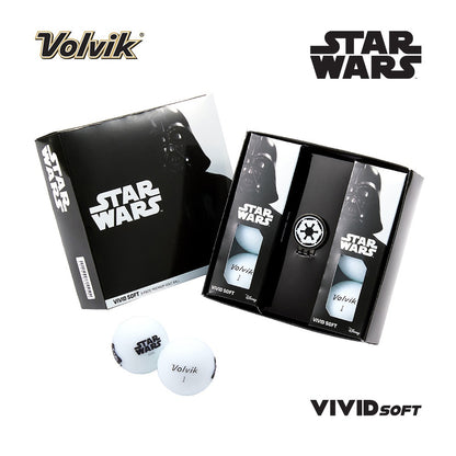 Volvik VIVID SOFT Star Wars Golf Balls 4 Pack & Marker Gift Pack - Darth Vader / Luke Skywalker / Storm Trooper / Yoda