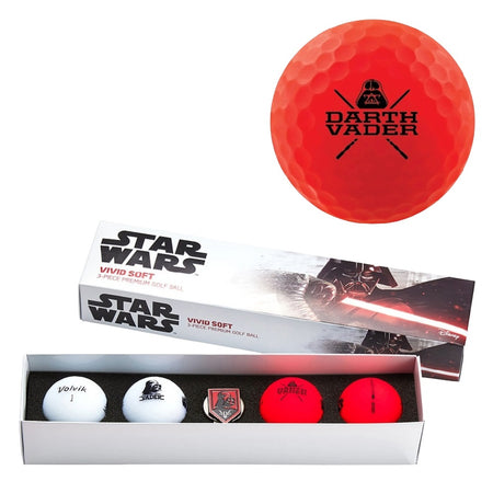 Volvik VIVID SOFT Star Wars Darth Vader Golf Balls 4 Pack & Marker Gift Set
