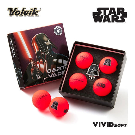 Volvik VIVID SOFT Star Wars Golf Balls 4 Pack & Marker Gift Pack - Darth Vader  - boxed