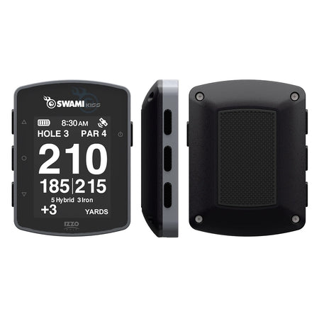 Izzo Swami Kiss 2.0 Golf GPS Rangefinder - Grey - showing front, side and rear views