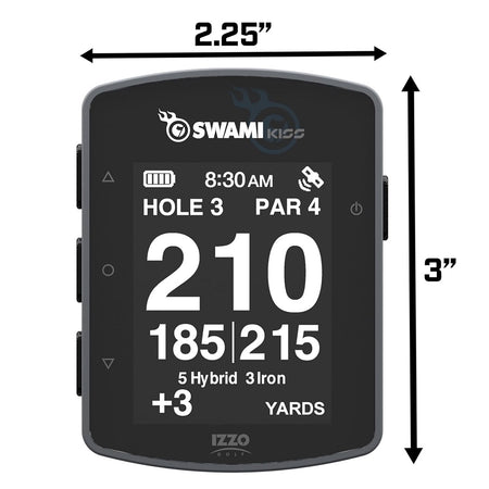 Izzo Swami Kiss 2.0 Golf GPS Rangefinder - Grey - showing dimensions