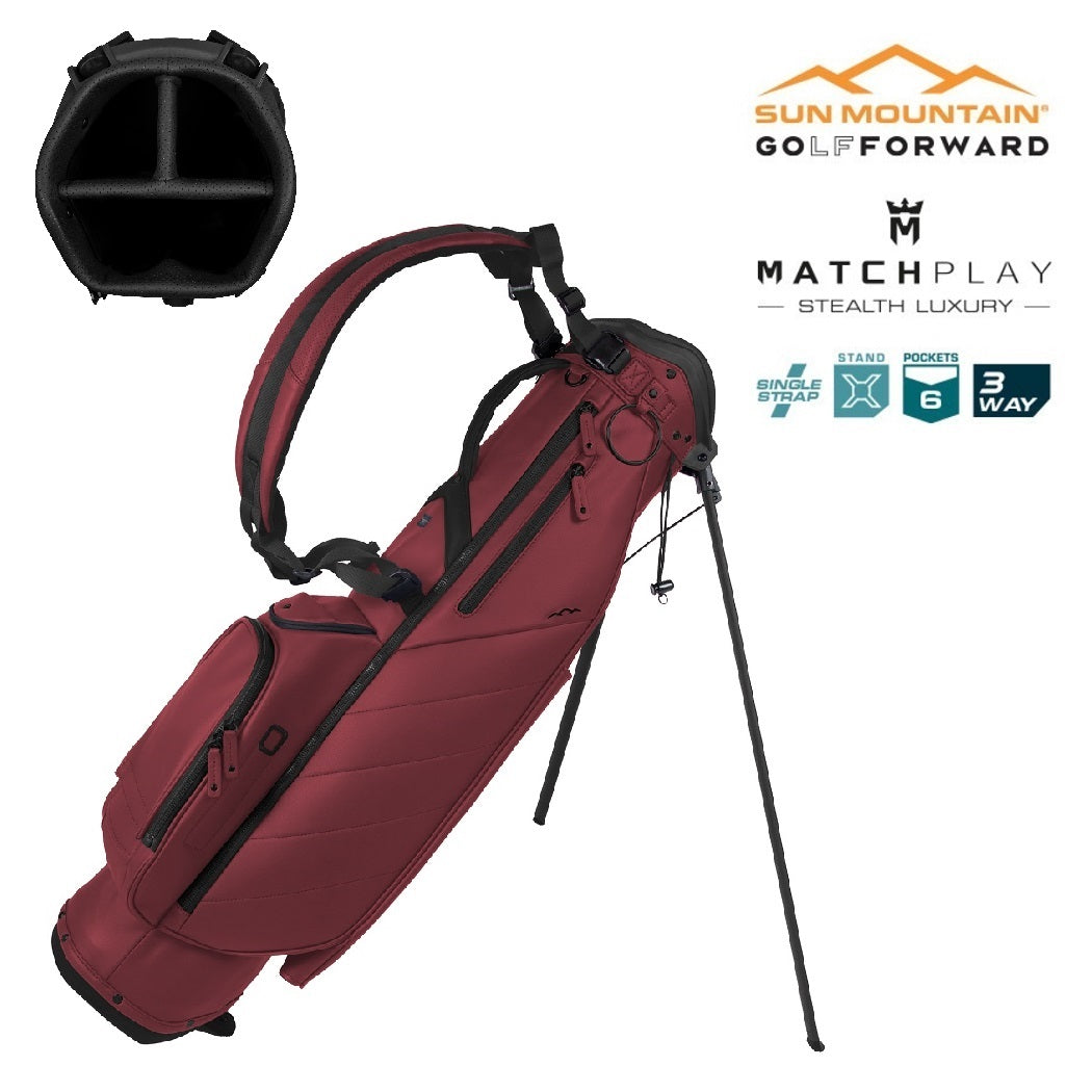Sun Mountain Matchplay 3-Way Swift Sunday Golf Carry/Stand Bag - Merlot - with features