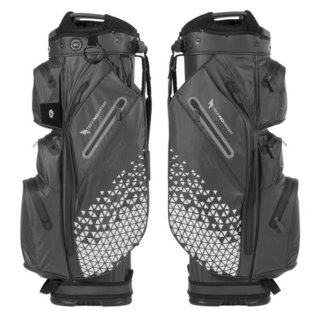BagBoy Technowater Cart Bag in Black, front and side views
