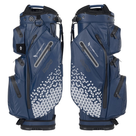 BagBoy Technowater Cart Bag in Navy, front and side views