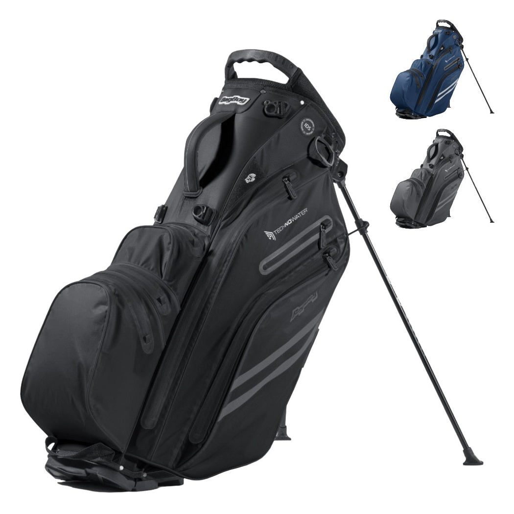 BagBoy Technowater Hybrid Golf Stand Bag in Black with Navy and Slate colourways inset