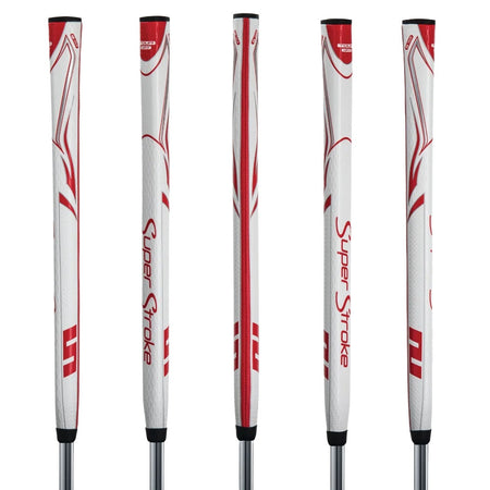 SuperStroke Zenergy Tour 1.0 17 inch putter grip in White/Red, five angles