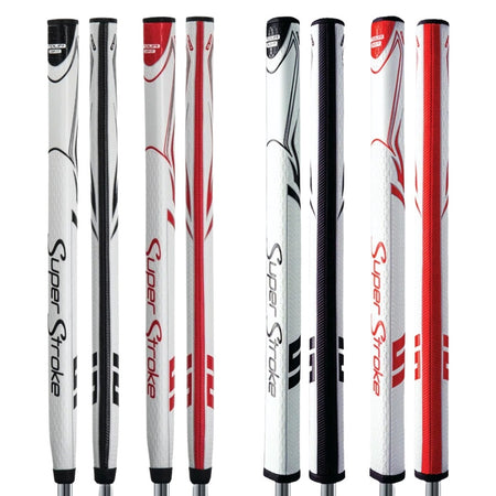 SuperStroke Zenergy Tour 1.0 and Tour 3.0 17 inch putter grips in White/Black and White/Red