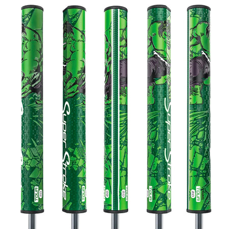 SuperStroke Marvel Hulk Tour 2.0 putter grip shown from five angles