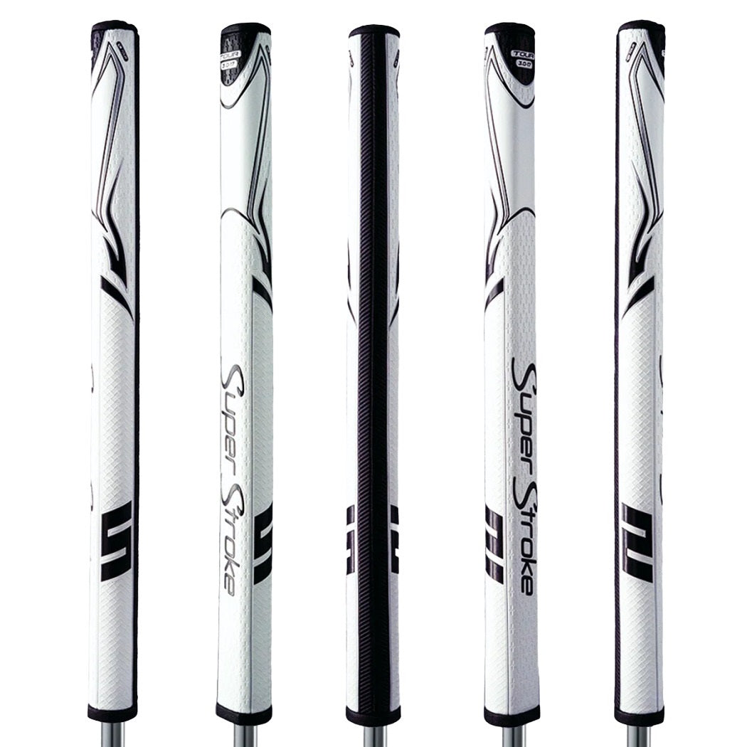 SuperStroke Zenergy Tour 3.0 17 inch putter grip in White/Black, five angles