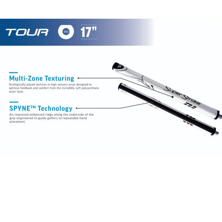 SuperStroke Zenergy Tour 3.0 17 inch grip features: Multi-Zone Texturing and SPYNE Technology
