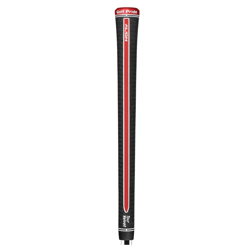 Golf Pride Tour Velvet Align Golf Club Grips - Men’s Midsize - Black/Red/White - rear view