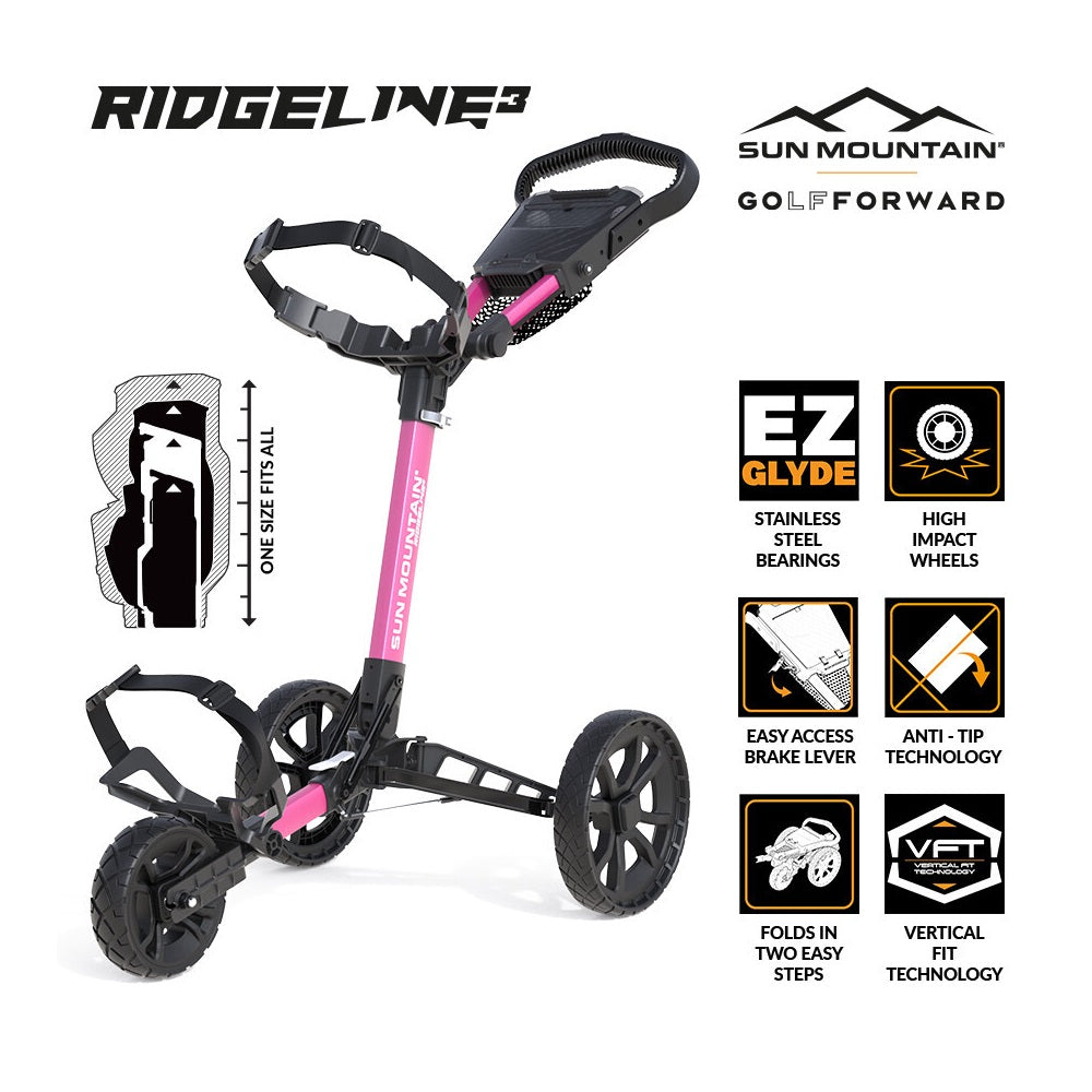 Sun Mountain Ridgeline 3 Golf Trolley features - Pink