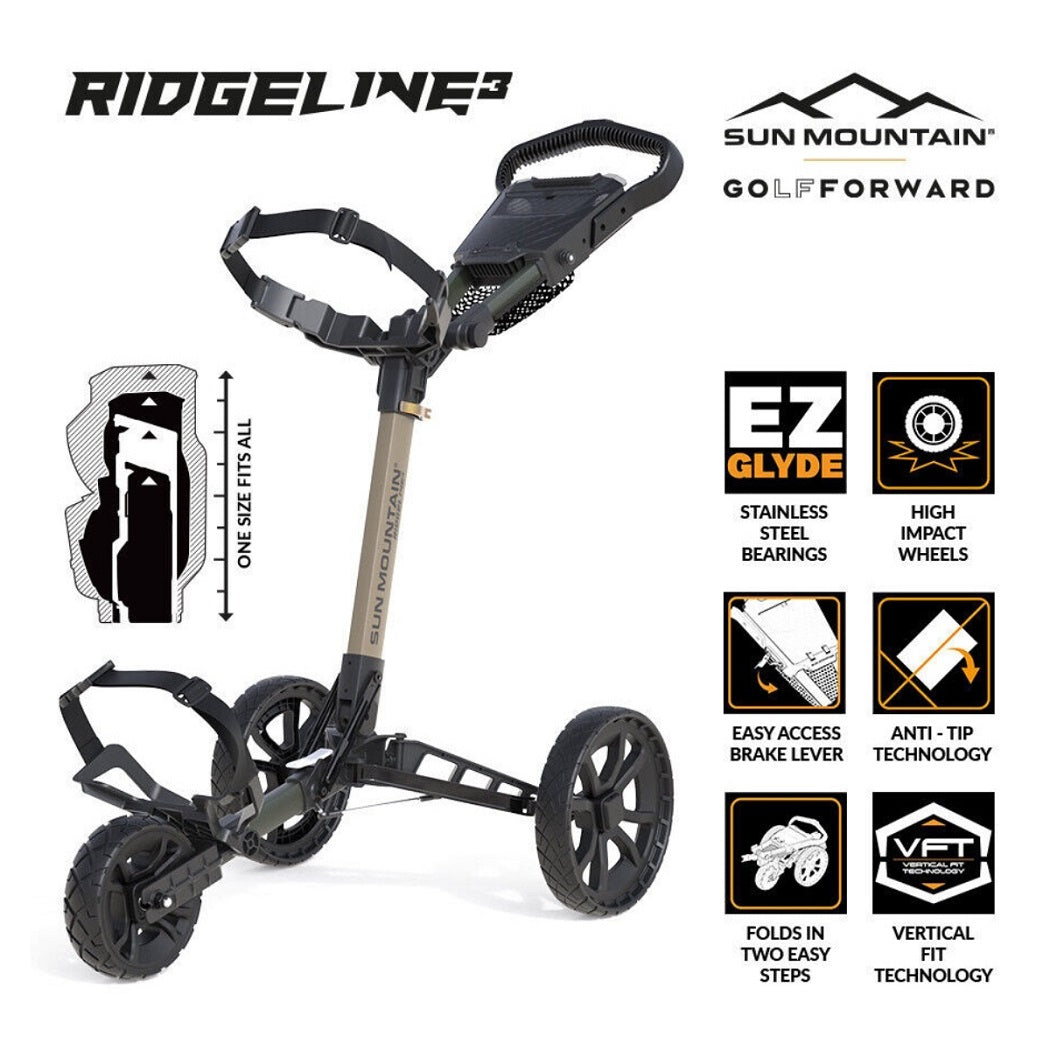 Sun Mountain Ridgeline 3 Golf Trolley features - Sand/Hunter