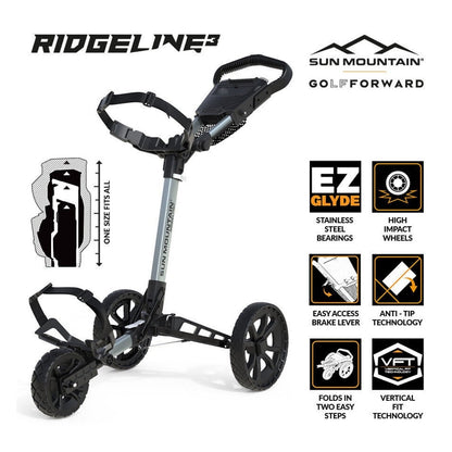 Sun Mountain Ridgeline 3 Golf Trolley features - Silver