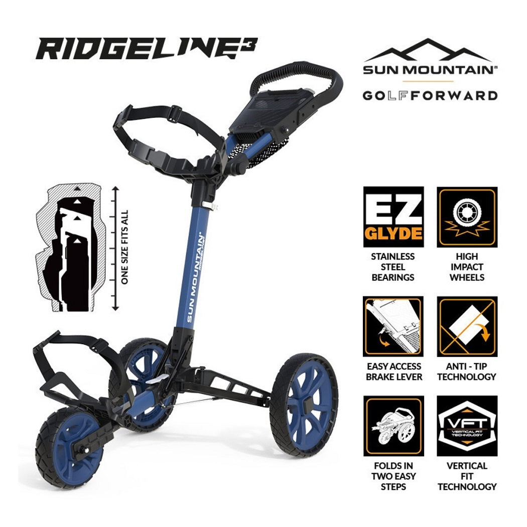 Sun Mountain Ridgeline 3 Golf Trolley features - Sport Blue