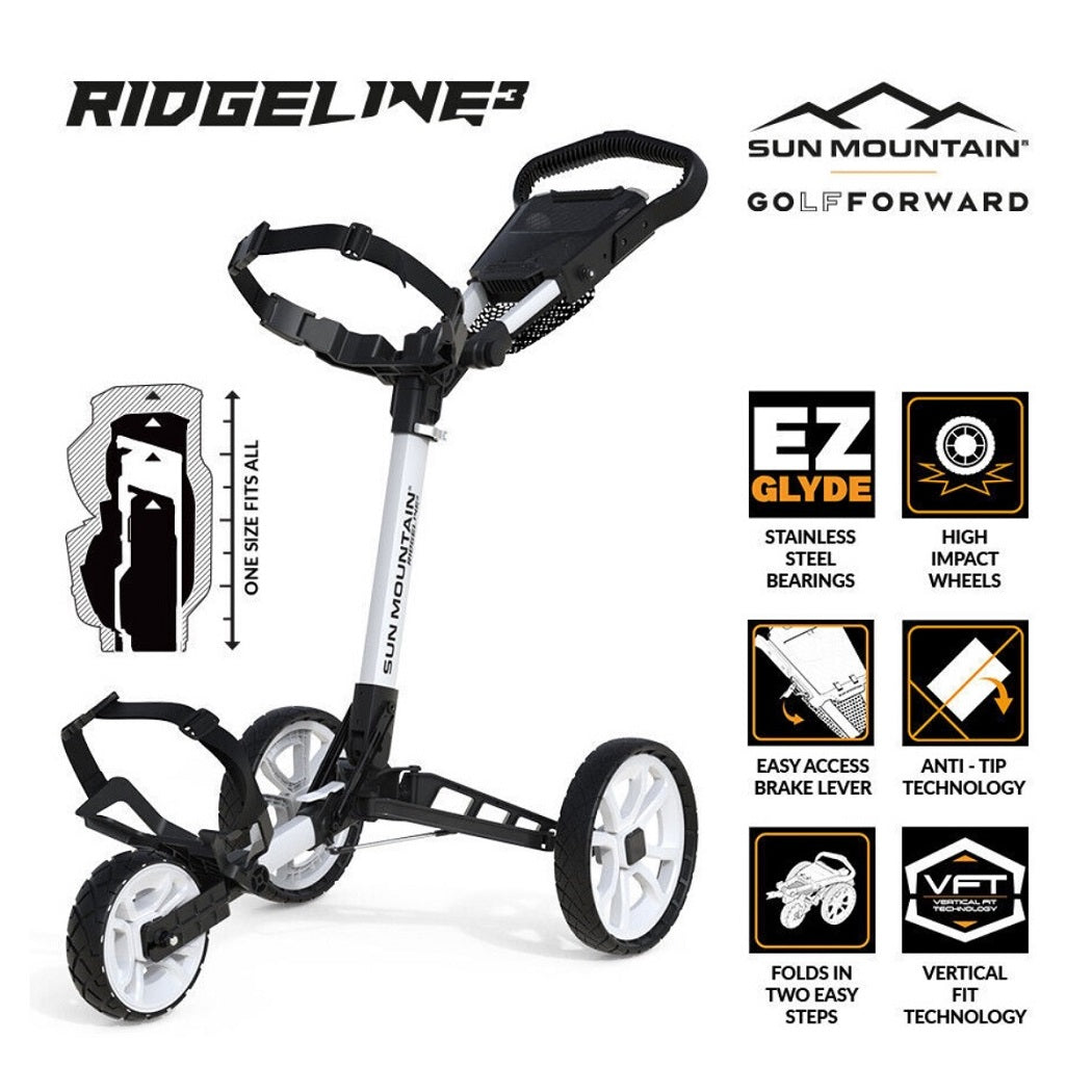 Sun Mountain Ridgeline 3 Golf Trolley features - White