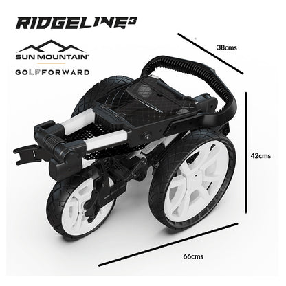 Sun Mountain Ridgeline 3 Golf Trolley folded with dimensions