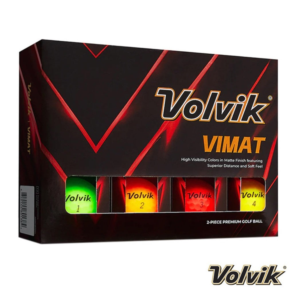 Volvik VIMAT Soft Matte Golf Balls - Mixed (Green, Orange, Red, Yellow) - Box of 12