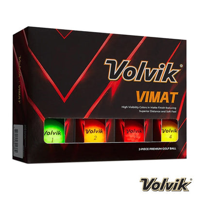 Volvik VIMAT Soft Matte Golf Balls - Mixed (Green, Orange, Red, Yellow) - Box of 12
