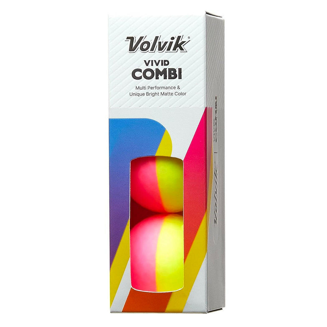Volvik Vivid Combi Dual-Colour Golf Balls - showing a sleeve of 3 balls