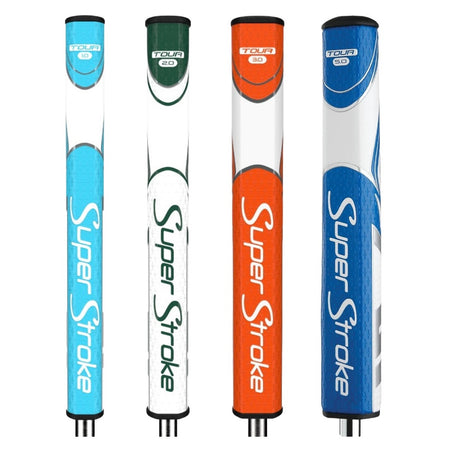 SuperStroke Golf Zenergy Putter Grips - Tour 1.0 Sky Blue, Tour 2.0 White/Green, Tour 3.0 White/Orange and Tour 5.0 Blue/White