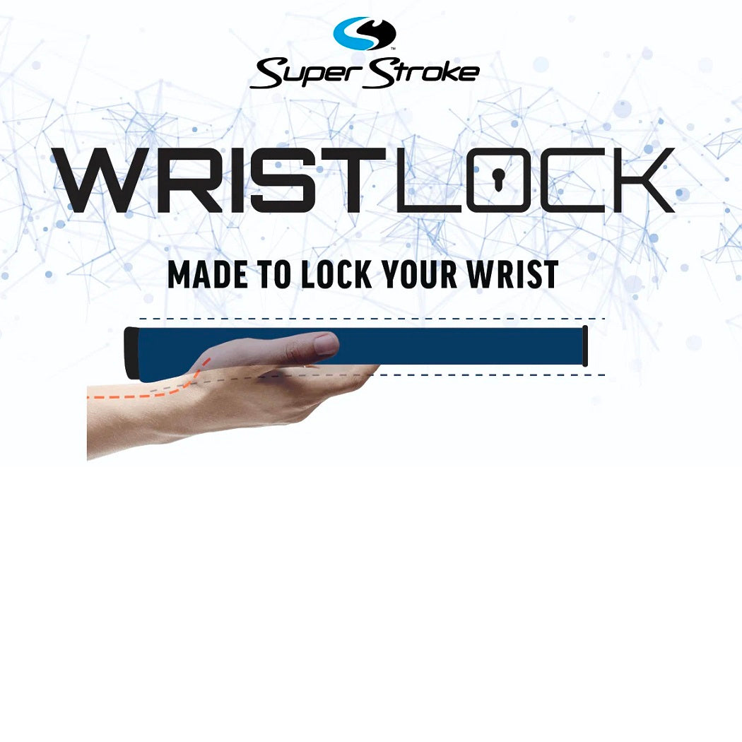 SuperStroke WristLock putter grip diagram showing how the contoured upper section supports the wrist 