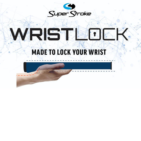 SuperStroke WristLock putter grip diagram showing how the contoured upper section supports the wrist 