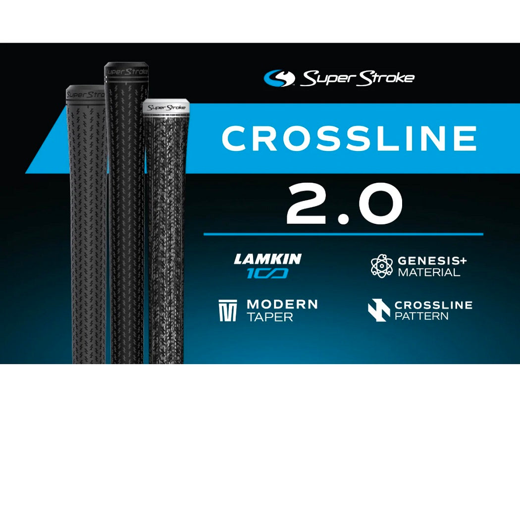 SuperStroke Crossline 2.0 golf grips with Genesis+ material, modern taper and Crossline texture features