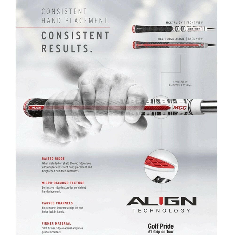 Golf Pride Multi Compound ALIGN Golf Grip Standard - White - showing some of the grip`s features