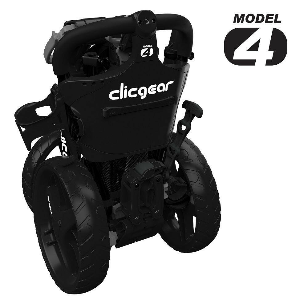 Clicgear 4.0 3 Wheel Golf Trolley (Black) - rear view, showing the trolley folded